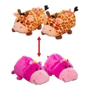 🆕 FlipaZoo hippo giraffe plush slippers NWT never worn M 13 13.5 1 boy girl